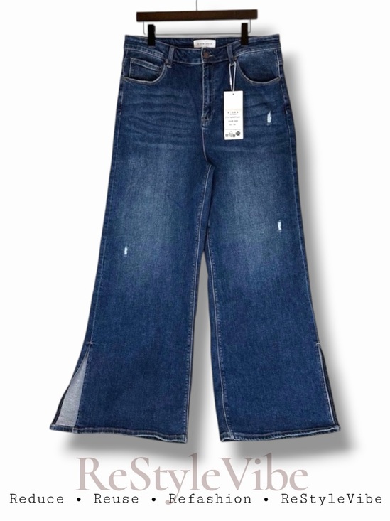 risen Jeans Denim - RISEN JEANS Women’s Size 2XL Denim NWT Wide Leg Style High Rise Straight Stretch